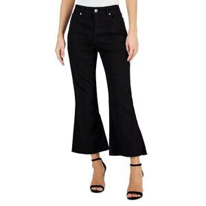 INC International Concepts Womens 8/29 Mid-Rise Crop Flare-Leg Jeans Black $69‎